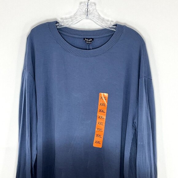 Splendid Top Women XXL Ombre Blue Long Sleeve Stretch Knit Round Neck NEW - Picture 4 of 10